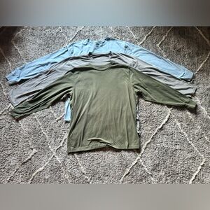 Set of 3 Long Sleeve Shirts in Green, Gray and Blue XL